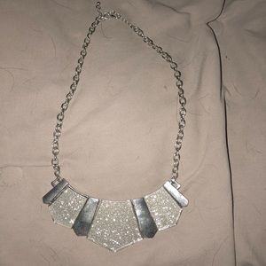 Silver glitter statement necklace